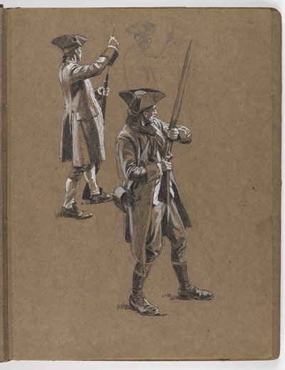 Studie k olejomalbě od Williama Barnse Wollena, ?Bitva u Lexingtonu 1775? od William Barnes Wollen