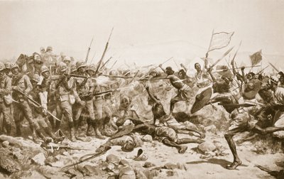 Bitva u Abu Klea, 17. ledna 1885, ilustrace z „Hutchinsonových dějin národů“, kolem roku 1910 od William Barnes Wollen