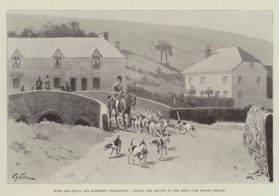 S Devonem a Somerset Staghoundy, vzít Hounds na Meet přes Exford Bridge od William Barnes Wollen