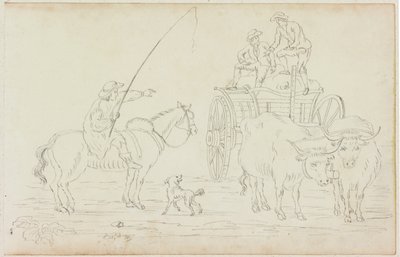 Oxcart Blocking the Way (tužka na papíře (na papíře s M754)) od William Beilby