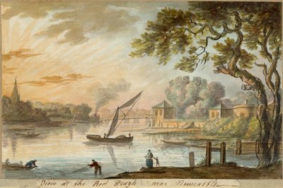 Pohled na Red Heugh poblíž Newcastlu (tužka a akvarel na papíře) od William Beilby
