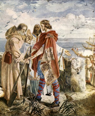 Egfrith nabízí biskupství v Hexhamu Cuthbertovi, 678 od William Bell Scott