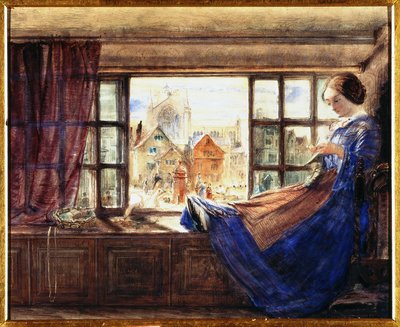Hexham Market Place (akvarel na papíře) od William Bell Scott