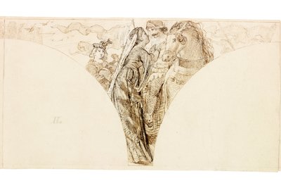 Skica pro nástěnnou malbu ve Wallington Hall (tělová barva) od William Bell Scott