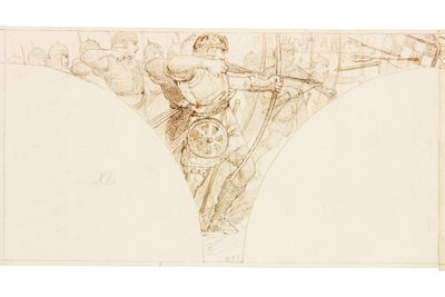 Skica pro nástěnnou malbu ve Wallington Hall (tělová barva) od William Bell Scott