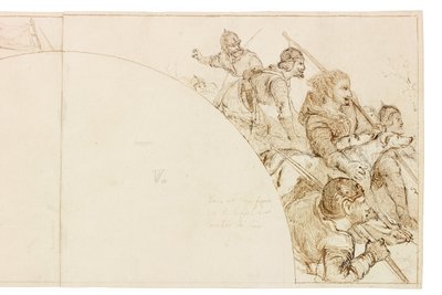 Skica pro nástěnnou malbu ve Wallington Hall (inkoust a tužka na papíře (nalepeno na kartě)) od William Bell Scott