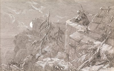 Storming the Castle (pero a inkoust s tělovou barvou) od William Bell Scott