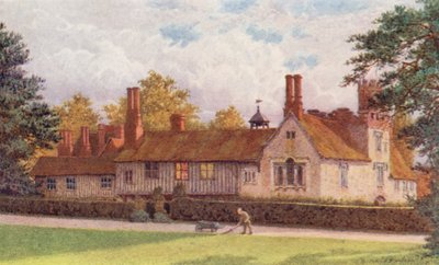 Ightham Mote z terasy (barevná litografie) od William Biscombe Gardner