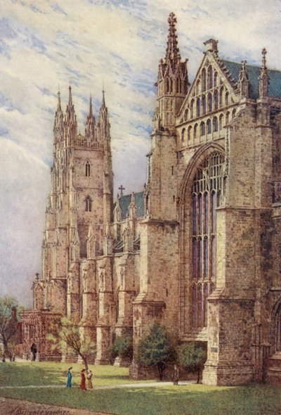 Jihozápadní transept a věž svatého Jiří, katedrála v Canterbury (barevná litografie) od William Biscombe Gardner