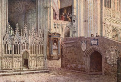Umučení, katedrála v Canterbury (barevná litografie) od William Biscombe Gardner