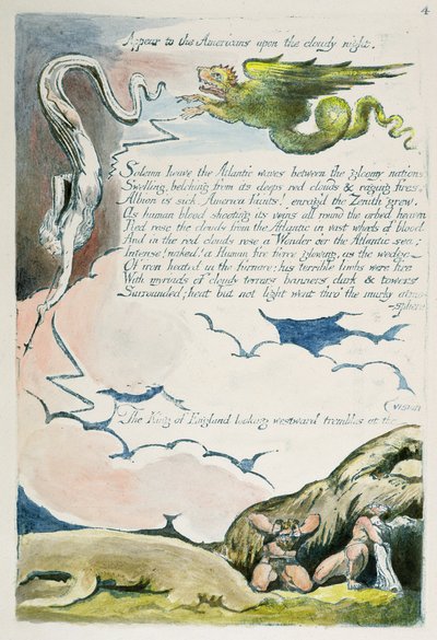 „Zjevte se Američanům...“, deska 6 z „Amerika: Proroctví“ od William Blake