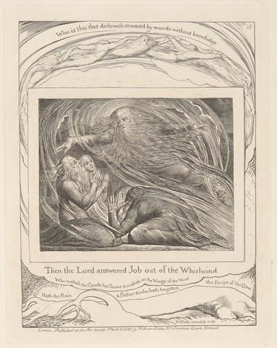 Kniha Job, deska 13, Pán odpovídá Jobovi z vichru od William Blake