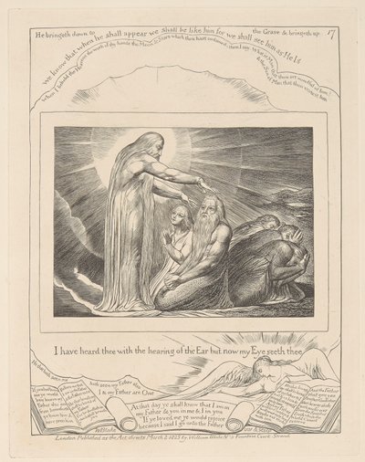Kniha Job, deska 17, Vidění Krista od William Blake