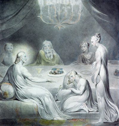 Kristus v domě Marty a Marie nebo Kajícnice Magdaléna od William Blake