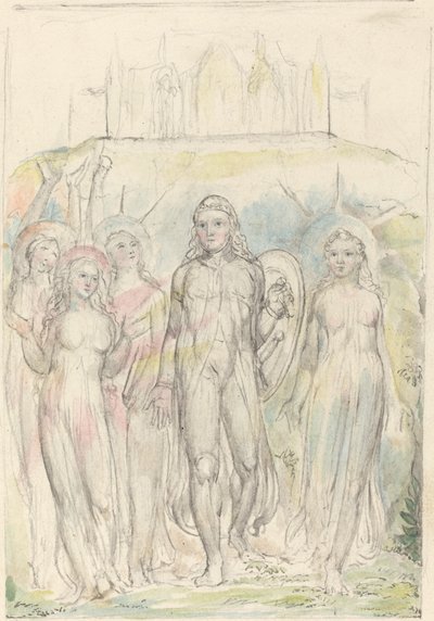 Křesťan se štítem víry, opouštějící své společníky od William Blake