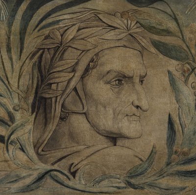 Dante Alighieri, kolem 1800-03 (pero a inkoust s temperou na plátně) od William Blake