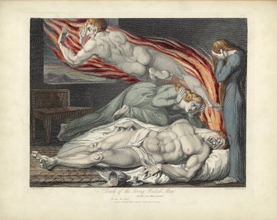 Death of the Strong Wicked Man, ilustrace z „The Grave“ od Roberta Blaira, rytina Louis Schiavonetti od William Blake