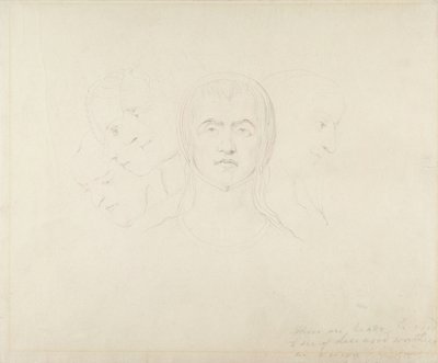 Pět vizionářských hlav žen, cca 1820 (grafit na papíře) od William Blake