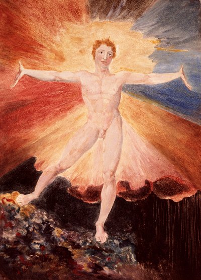 Glad Day aneb The Dance of Albion, cca 1794 (lept s wc) od William Blake