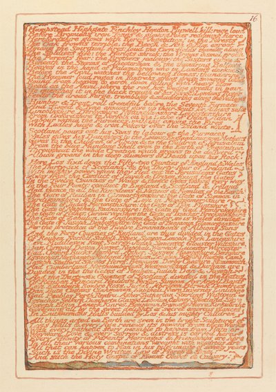 "Hampstead Highgate Finchley Hendon Muswell Hill..." (Platte 16) od William Blake