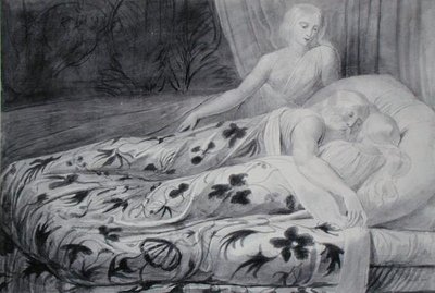 Har a Heva spí s Mnethou, která je hlídá, ilustrace z 