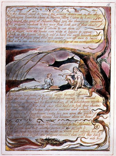 "In the Flames Stood", deska 14 z "America, a Prophecy" od William Blake