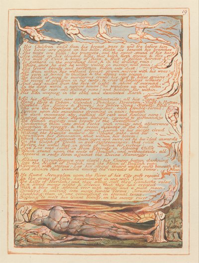 Jeruzalém, talíř 19, Jeho děti mu vyletěly z prsou ... od William Blake