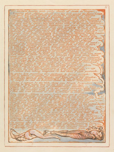 Jeruzalém, talíř 31, Jeho západní nebe .... od William Blake