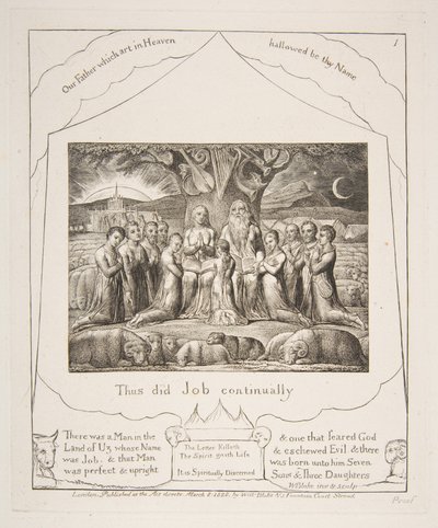 Job a jeho rodina, z ilustrací Knihy Job, 1825-26. od William Blake