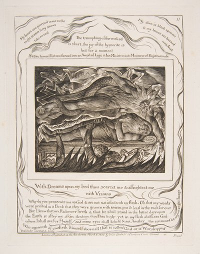 Jobs Evil Dreams, from Illustrations of the Book of Job, 1825-26. od William Blake