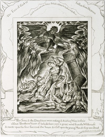 Jobovi synové a dcery přemožení Satanem od William Blake