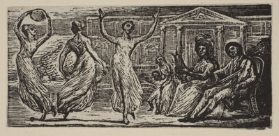 Menalcus Watching Women Dance, z Thorntons Pastorals of Virgil, 1821. od William Blake