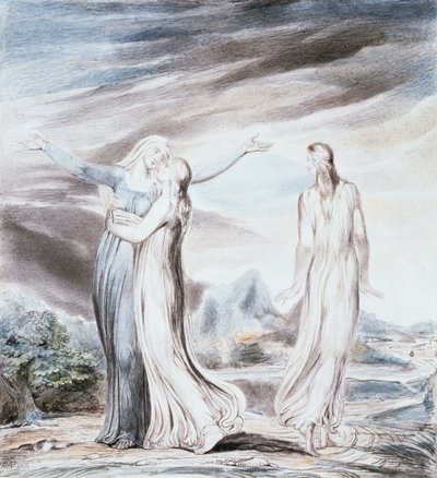 Noemi prosila Rút a Orpu, aby se vrátily do moábské země od William Blake