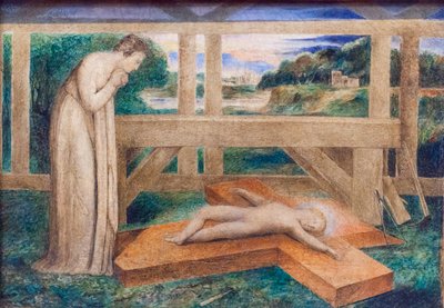 Naše paní adorující Ježíška spícího na kříži, asi 1799-1800 (tempera na plátně) od William Blake