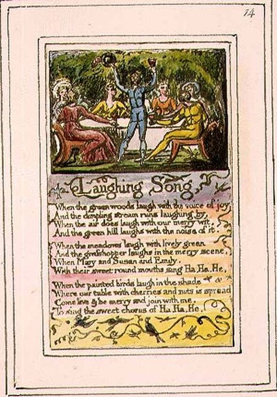 S.124-1950.pt14 Laughing Song: deska 14 z Songs of Innocence and of Experience (kopie R) c.1802-08 (lept, inkoust a akvarel) od William Blake