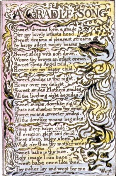 S.124-1950.pt15 A Cradle Song: deska 15 z Songs of Innocence and of Experience (kopie R) c.1802-08 (lept, inkoust a akvarel) od William Blake