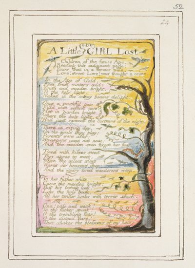 P.124-1950.pt52 Ztracené děvčátko: deska 52 z "Písní o nevinnosti a zkušenosti" (kopie R), asi 1802-08 (lept, tuš a čb) od William Blake