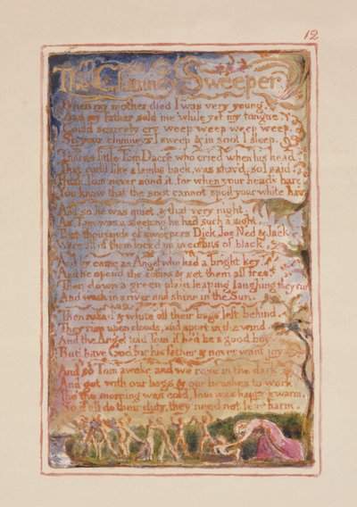 S.125-1950.pt12 Kominík: deska 12 z Songs of Innocence and of Experience (kopie AA) c.1815-26 (lept, inkoust a wc) od William Blake