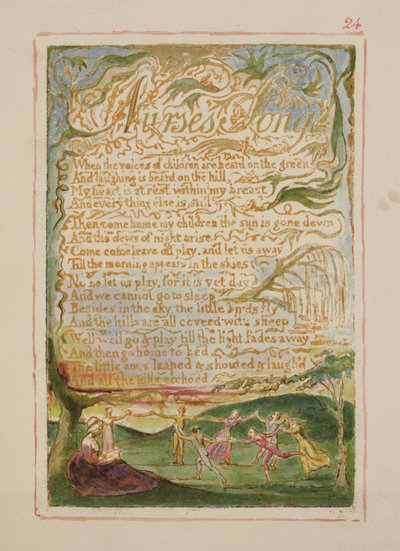 S.125-1950.pt24 Nurses Song: deska 24 z Songs of Innocence and of Experience (kopie AA) c.1815-26 (lept, inkoust a wc) od William Blake
