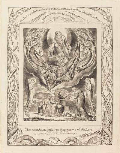 Satan vycházející z Přítomnosti Páně od William Blake