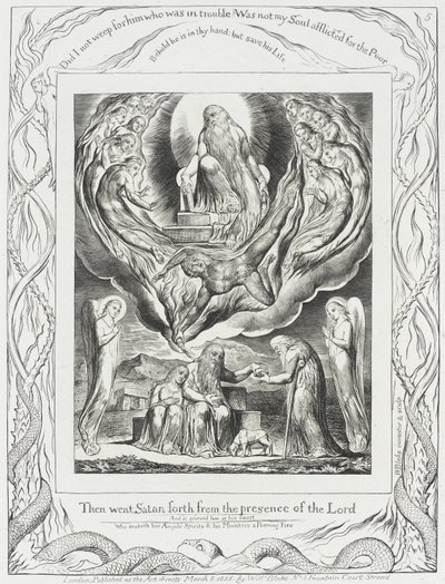 Satan odchází z Hospodinovy přítomnosti od William Blake