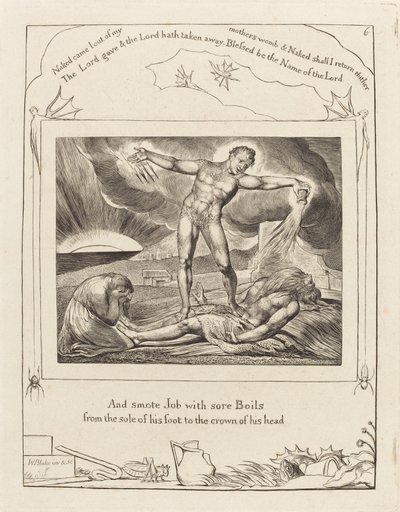 Satan Smiting Job with Boils, 1825. od William Blake