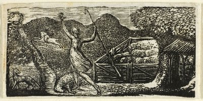 Pastýř zahání vlka z Virgilových pastýřů od William Blake