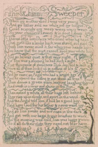 Songs of Innocence and of Experience, deska 10, "Kominík" (Bentley 12) od William Blake