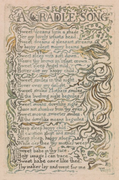 Songs of Innocence and of Experience, Plate 26, A Cradle Song (Bentley 16) od William Blake