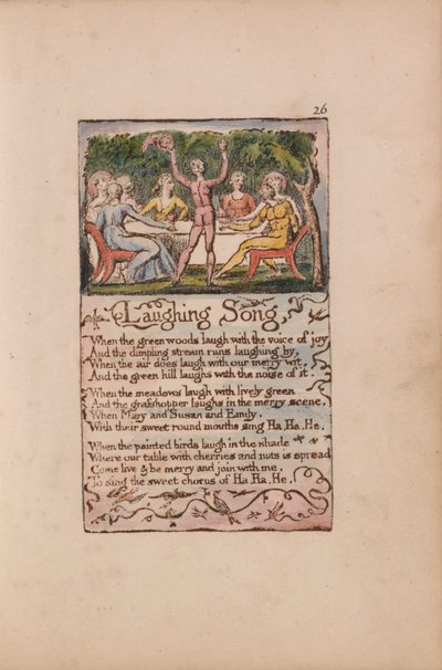 Písně nevinnosti a zkušeností, deska 26, píseň smíchu (Bentley 15) od William Blake