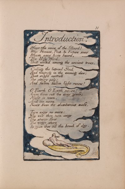 Písně nevinnosti a zkušeností, deska 31, úvod (Bentley 30) od William Blake