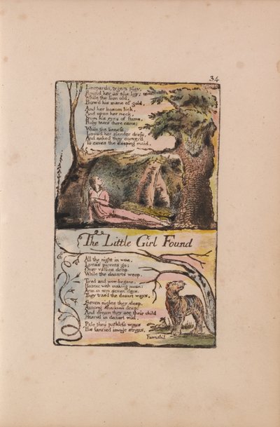 Písně nevinnosti a zkušeností, deska 34, nalezená malá dívka (Bentley 35) od William Blake
