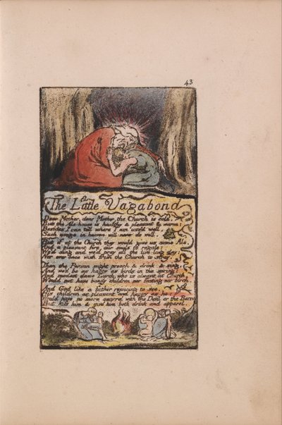 Písně nevinnosti a zkušeností, deska 43, Malý Vagabond, (Bentley 45) od William Blake