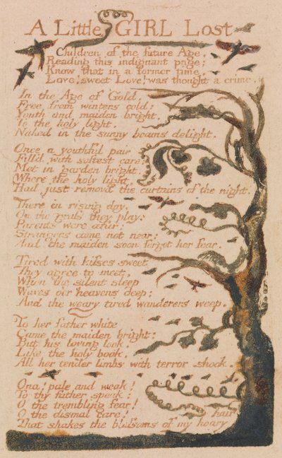 Songs of Innocence and of Experience, Plate 44, A Little Girl Lost (Bentley 51) od William Blake